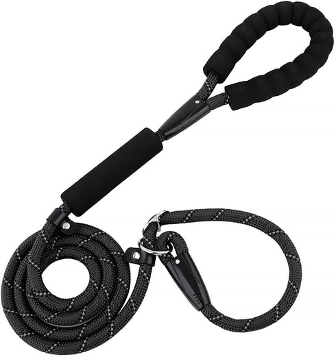 Dog Leash-Heavy Duty Long Dog Leash for Puppy, Small, Medium, and Large Dogs (Black Rope - Handle & Collar, 6 Feet)...