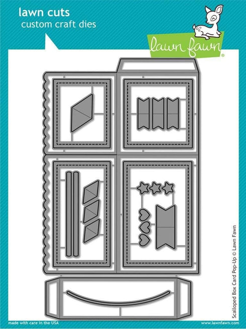 LAWN FAWN Scalloped Box Card Pop-Up Lawn Cuts Custom Craft Die...
