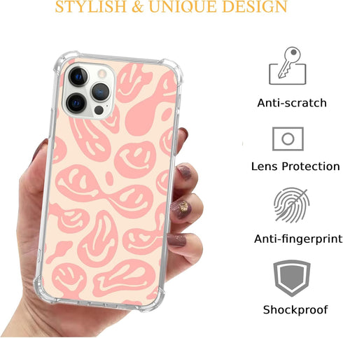 Peachy Melting Smile Face Case Compatible with iPhone 15 Pro, Hippie Trippy Smile Face Case for iPhone 15 Pro, Cool TPU Bumper Phone Case Cover...