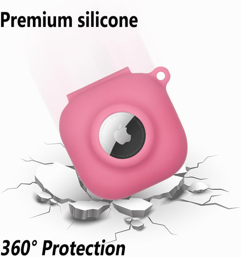 Geiomoo 2 in 1 Silicone Case Compatible with Beats Fit Pro and Air Tag, Protective Cover with Carabiner (Luminous Pink)...