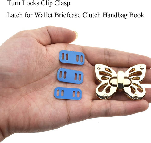 HAHIYO Butterfly Twist Purse Closure Turn Locks Clip Clasp Easy Install with Online Instructions Picture for Wallet Briefcase 1.93 Inch Length Met...