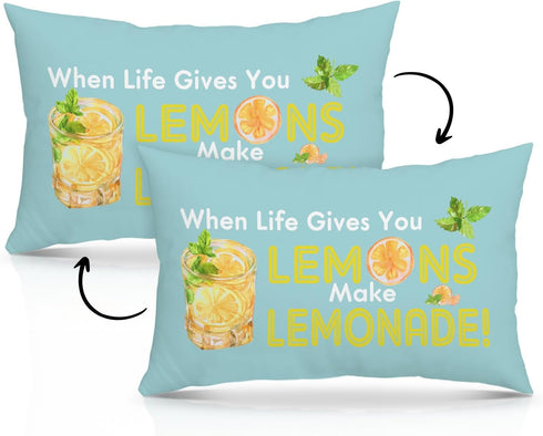 Lemon Summer Throw Pillow Cover 12x20, Inspirational Motivational Gift for Women Men Pillowcase for Bed Couch Chair Sofa, New Home Living Room Din...
