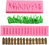 (Set of 2) Green Grass and Garden Picket Fence Silicone Fondant Mold Chocolate Candy Gumpaste Mold Cake Border Decorating Tool Polymer Clay Mold...