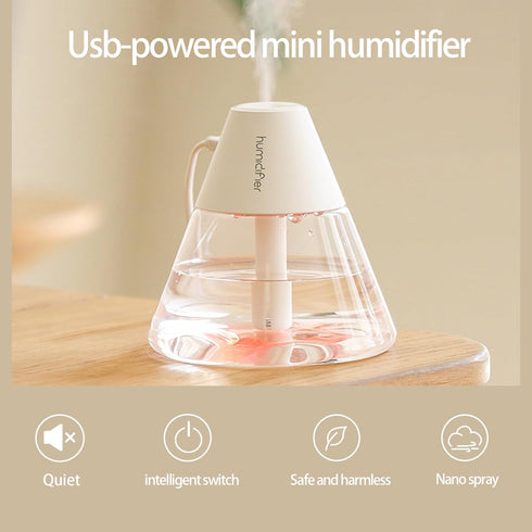 INVODA Mini Humidifiers, 260ml USB Personal Cool Mist Humidifier Cute Volcanoes Desktop Air Humidifier Quiet Night Light Small Humidifier for Car,...