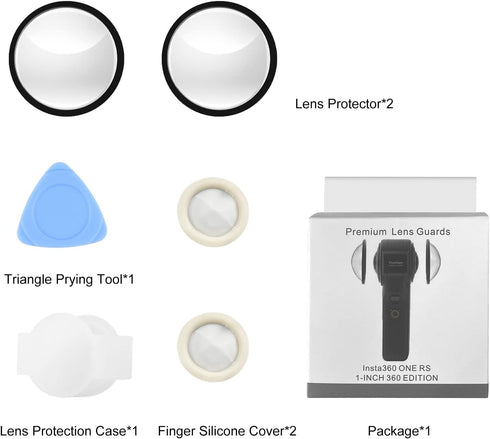 PULUZ Dual Lens Guard for Insta360 ONE RS 1-Inch 360 Edition PC Sticky Lens Protection for ONE RS 1-Inch 360 Edition Sports Camera Lens Cap Access...