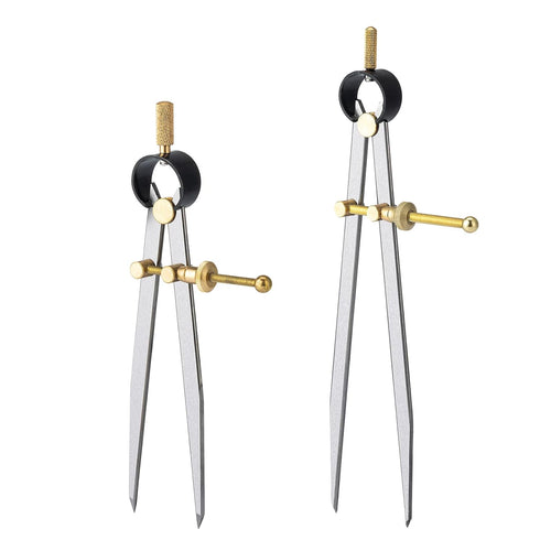 2 PCS Adjustable Lockable Spring Wing Divider Calipers, 6 Inch and 8 Inch Steel Leather Compass Creaser, Drafting Compass Tool for Woodworking, Me...
