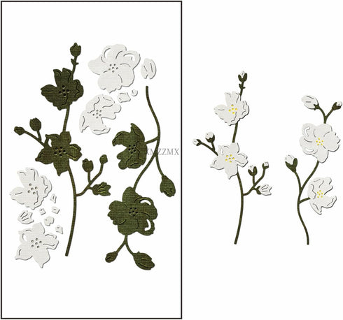 Pear Blossom Plant Metal Cutting Dies for Card Making, Paper Embossing Die Cuts Kit Templates, Storage Pockets Supplies, Photo Frame Album DIY Scr...