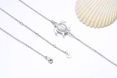Blue Opal Sea Turtle Ankle Bracelet Sterling Silver Anklet Fine Jewelry For Women Gifts New Version 4 Level Adjustable Anklet (Large Bracelet)...