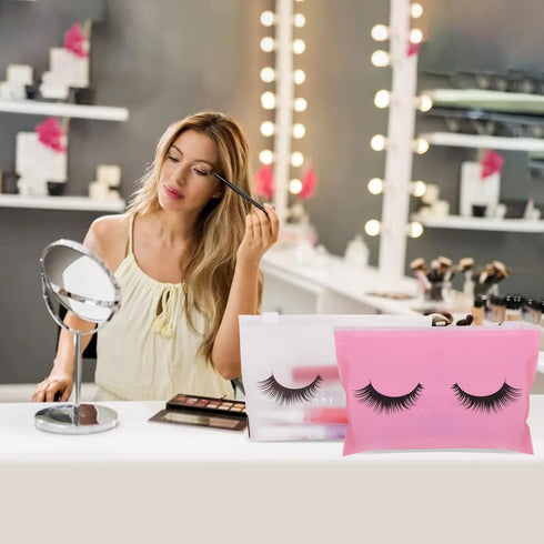 60PCS Eyelash Aftercare Bags,Eyelash Makeup Bags,Empty Eyelash Cosmetic Pouches,Multipurpose Lash Bags,Eyelash Pattern Zipper Pouch Toiletry Bag L...