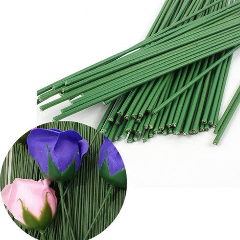 Pack of 50, Diameter 2mm Dark Green Paper Wrapped Floral stem Wire 16 Inch Floral Stem Wire - DIY Bouquet Stem Wrapping and Crafts...