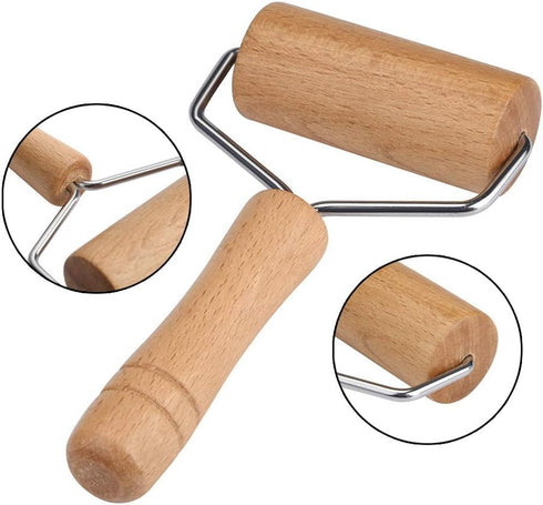 Lasenersm 1 Piece 9.5cm Wide Wooden Pastry Pizza Roller - Brayer Wooden Rolling Pin for Baking, Ceramic, 5D Diamond-Paint Art...