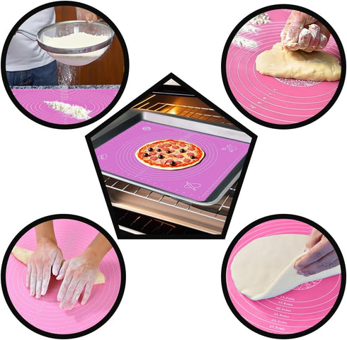 Silicone Baking Mat for Pastry Rolling Dough with Measurements (20" x 16 ", pink)...