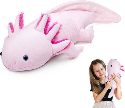 Lifelike Axolotl Plush Throw Pillow,Soft Pink Axolotl Stuffed Animal-18.8in,Cuddly Axolotl Plush Toy,Plush Pillow,Axolotl Gifts,Gifts for Kids,Kaw...