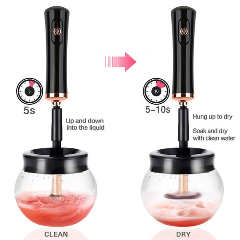 Premium Makeup Brush Cleaner and Dryer Machine Hangsun Electric Cosmetic Make Up Brushes Set Cleaning Tool with 8 Size Rubber Collars Wash and Dry...
