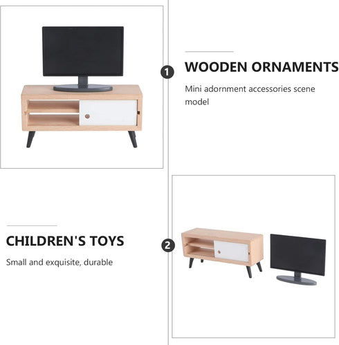 Toyvian 1/12 Scale Dollhouse Miniature Tv Dollhouse Living Room Television Mini Tv Mini Tv Cabinet Doll House Furniture Tiny Tv Set for Dollhouse ...