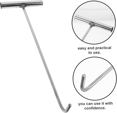 T-Hook Water Meter Key Hand to Mind Manhole Cover Drain Cover Lifting Tool, T Nut Hook Tool Heavy Duty Ceiling Hooks Heavy-Duty Hook Stainless Ste...