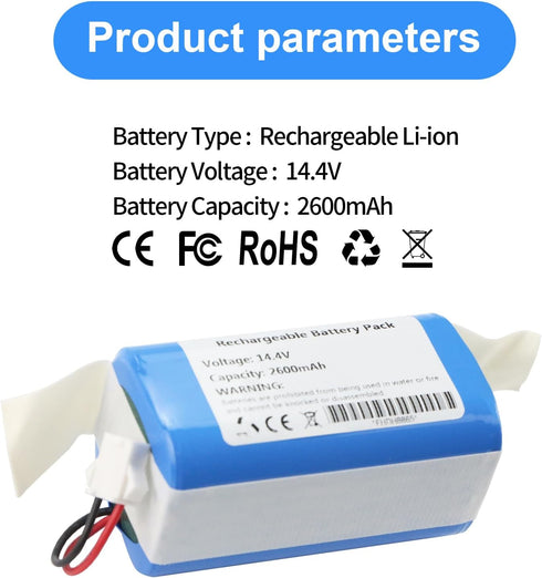 MULS 2600mAh Battery Replacement for Tikom L9000 L8000 G8000 Robot Vacuum Cleaner Yeedi K600 K650 K680 K700 Vacuum 14.4V...