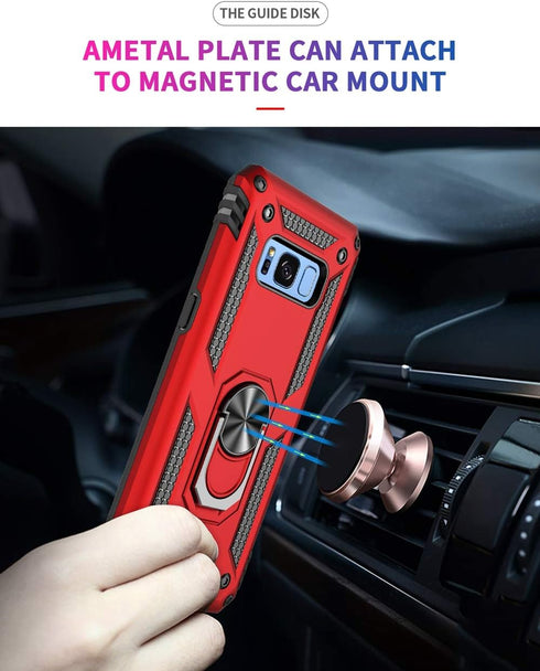 Military Grade Drop Impact for Samsung Galaxy S8 Plus Case 6.2 inch 360 Metal Rotating Ring Kickstand Holder Built-in Magnetic Car Mount Armor for...