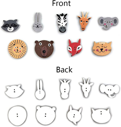 50Pcs Animal Wooden Buttons Cute 2 Holes Mixed Cartoon Wood Button for Sewing Art Craft, DIY Crafts, Scrapbooking, Sewing, Cardmaking...