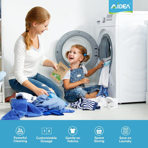AIDEA Laundry Detergent Sheets, Unscented-(200 Loads) 100 Sheets, Laundry Sheets Detergent, No Plastic Jug, Lightweight & Easy To Use For Travel, ...