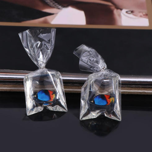 6 Pcs Resin Fish Water Bag Charms Pendants Funny Transparent Fish Charms for Earrings Bracelet Jewelry Making DIY Craft Finding Supplies...