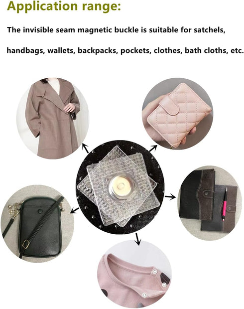 XILEWHZF 30 Pairs Hidden Sew Magnetic Snap, Invisible Hidden Sew in PVC Hidden Purse Closure Fastener Magnetic Snap Magnet Fastener for Handbag Cl...