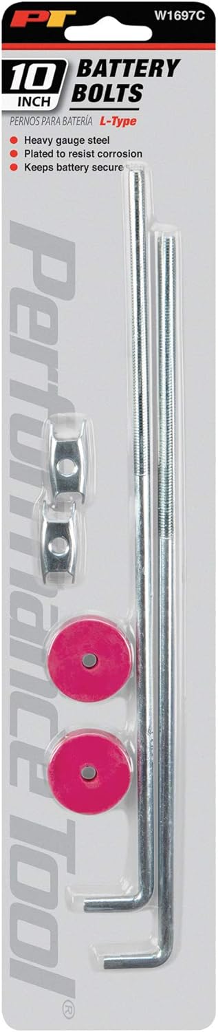 Performance Tool W1697C Heavy Gauge Steel L Style Battery Bolts, Corrosion-Resistant Plating, Ideal for Welding, Woodworking, Metalworking, and Mo...