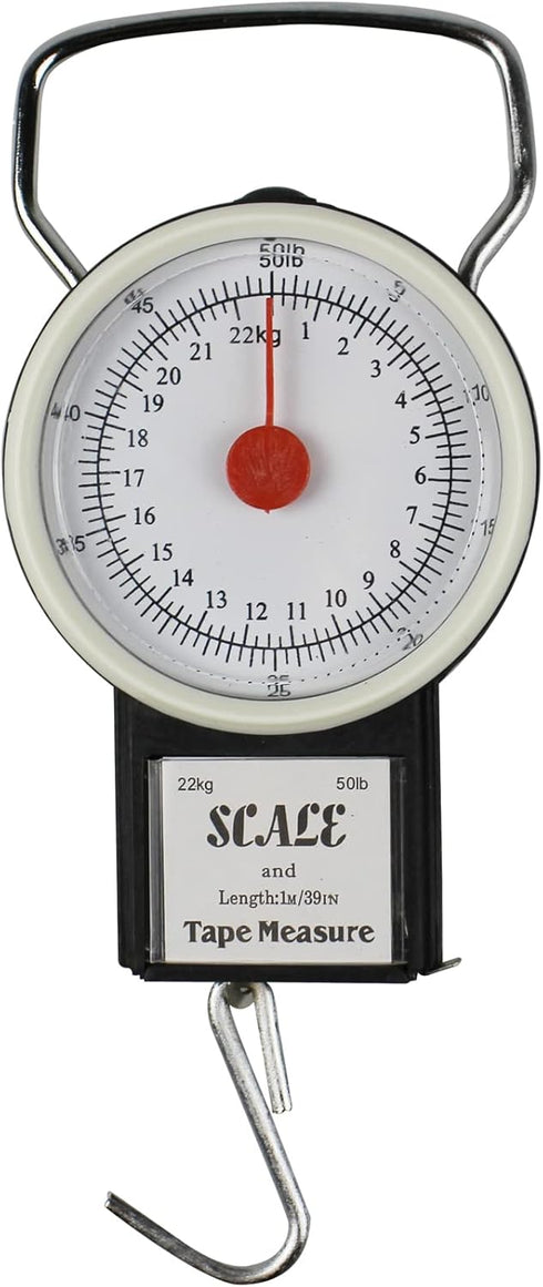 JSHANMEI Digital Hanging Scale Mechanical Kitchen and Fishing Scale Multi-Purpose Portable Hand Held Dial Weight Scale with Tape Measure (50 Lbs /...