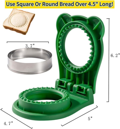 Uncrustable Sandwich Maker,Sandwiches Pocket Circle Shape 3.7Inch Sandwich Cutter and Sealer,Sandwich Cutter for Kids Breakfast and lunchboxes (Gr...