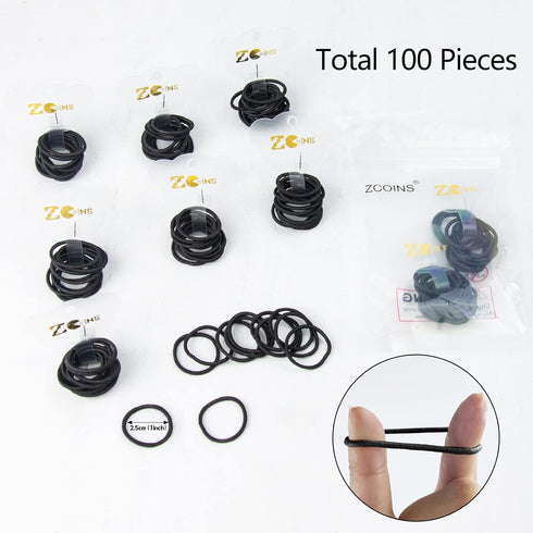 Thin Hair Tie for Baby Toddler Ponytail Holders Baby Girl Hair Ties Black 100 Pieces...