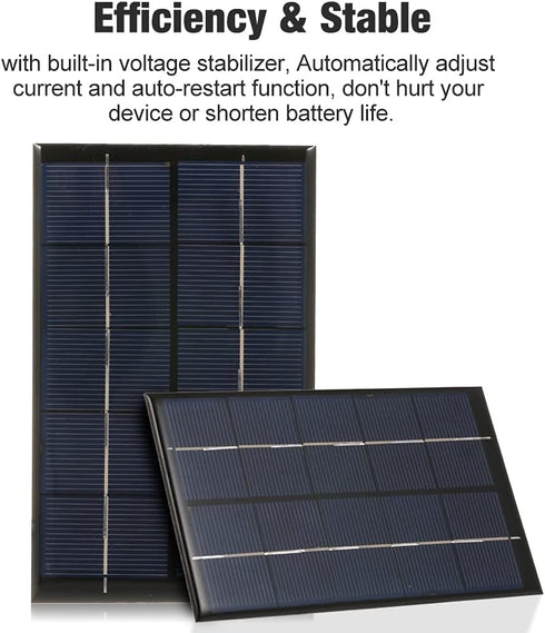Portable Solar Charger with USB Port 2W/5V Mini Solar Panel Monocrystalline Silicon Compact Solar Panel Phone Cellphone Power Bank Charger for Cam...
