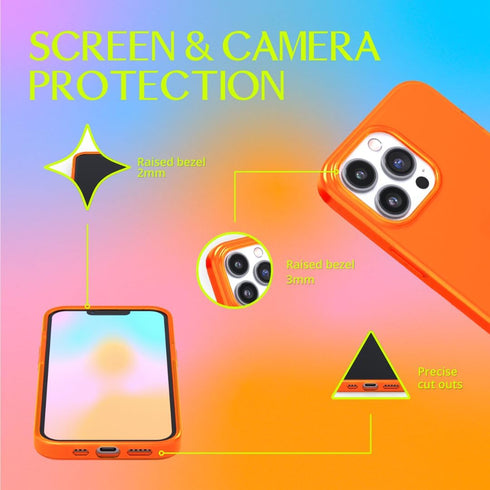 FELONY CASE - iPhone 12 Pro Max Neon Orange Clear Protective Case, TPU and Polycarbonate Shock-Absorbing Bright Cover - Crack Proof with a Gloss F...