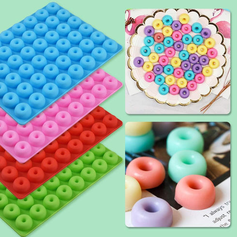 Newk Mini Donut Silicone Candy Mold, 4 Packs 48-Cavities Gummy Ring Molds with 2 Droppers, Nonstick Food Grade Mold for Candies, Chocolate, Ring G...