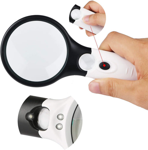 Royal Brands Handheld Magnifier Dual Lens 45X & 4X Magnification 3 LED Illuminated Reading Magnifying Mirror...