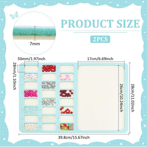 BENECREAT 2Pcs Rectangle Felt Bead Design Boards, Green Felt Beading Mat with A-X 24 Small Grids Beads Tray Bead Pad for Art Crafts Jewelry Making...