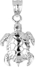 925 Sterling Silver Detailed Turtle Shell Charm Pendant...