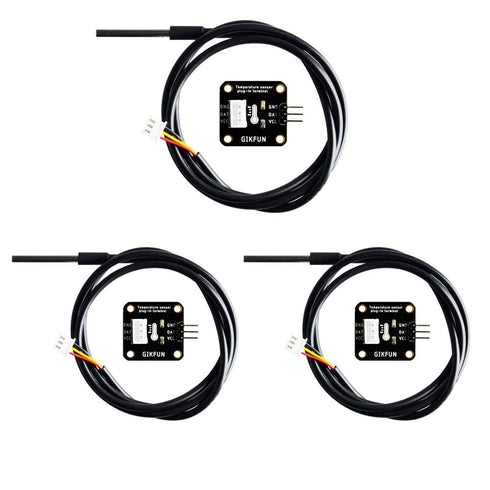 Gikfun DS18B20 Waterproof Digital Temperature Sensor with Adapter Module for Arduino (Pack of 3 sets) EK1183...