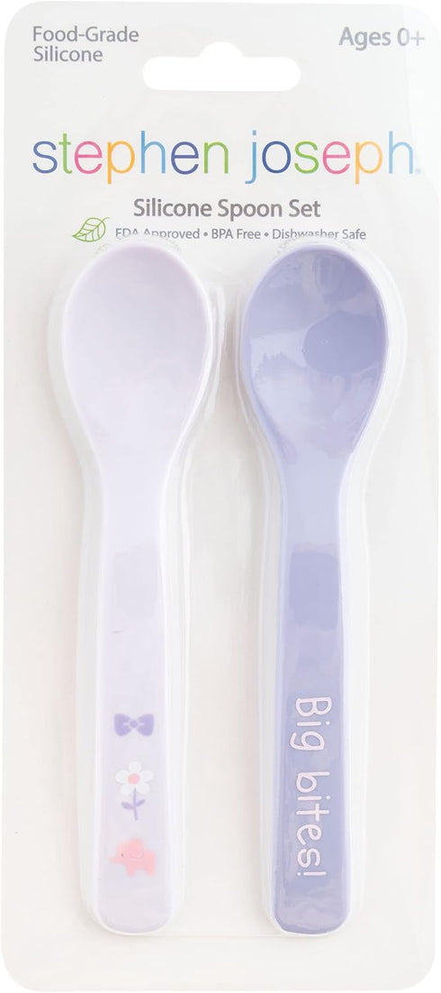 Stephen Joseph Baby Silicone Spoon Set, First Stage Feeding Spoons for Infants, Spoon Set Encourages Self-Feeding, Toddler Feeding Spoons, Elephan...