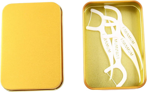 2Pack Portable Dental Floss Box, 3.4 * 2.3 * 0.7inch / 87x60x18mm Empty Reusable Floss Holder,Small Dental Floss Dispenser for Travel,Outdoor(Gold...