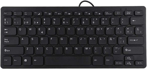 Wired Spanish Keyboard, USB Interface Wired 78 Keys Ultra-Thin Spanish Keyboard, for Desktop Computer, Suitable for Both Office and Games...