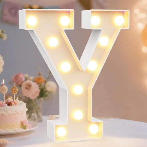 Pooqla LED Marquee Letter Lights Sign, Light Up Alphabet Letter for Home Party Wedding Decoration Y...