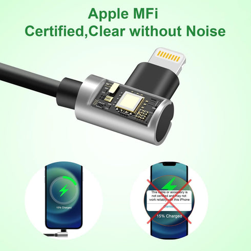 2-in-1 Lightning to 3.5mm 90 Degree Audio Aux Jack Headphone Charge Cable Adapter,?Apple MFi Certified? Earphone Converter Splitter for Music+Char...