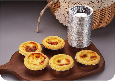 250 PCS Disposable Egg Tart Tins Molds Aluminum Foil Round Egg Tart Mold Pie Tins Pans Cake Cups Mould Makers Cupcake Cookie Circular Egg Tart Mol...