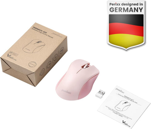 Perixx PERIMICE-621P Wireless Mouse - Silent Click with Ergo Design - Compatible for Desktop and Laptop PC - Wireless 2.4 GHz - Pink...