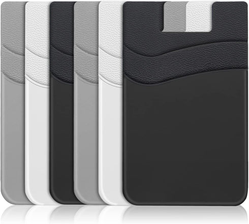 SHANSHUI Phone Wallet, 6 Pack Card Holder for Back of Phone Double Silicone Credit Business Card Sleeve Pocket Compatible for iPhone and Every Sma...