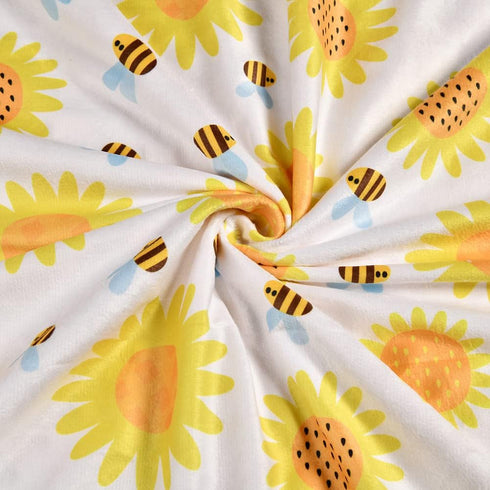 Baby Blanket Super Soft Minky Blanket Yellow Bee and Sunflower Blanket with Dotted Backing for Newborns Nursery Stroller Receiving Toddlers Crib B...