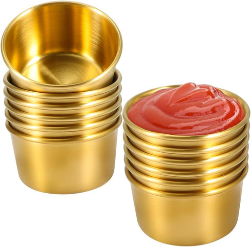 Ramekin Sauce Dipping Bowl Mini Sauce Cups Pudding Condiment Cups for Home Party Restaurant (Golden 12PCS 60ml)...