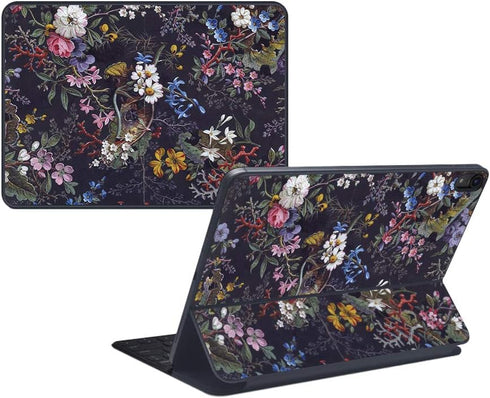 MightySkins Skin Compatible with Apple iPad Pro Smart Keyboard 11" (2018) - Midnight Blossom - Protective, Durable, and Unique Vinyl Decal wrap Co...