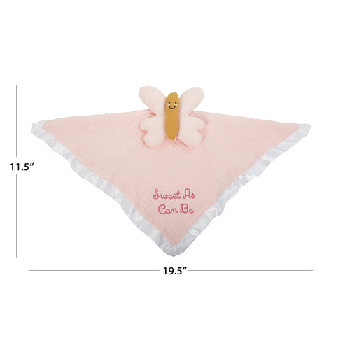 C.R. Gibson BLOV-24248 Pink Butterfly 100% Cotton Muslin Baby Lovey for Girls, 5" W x 14" L, Pink...
