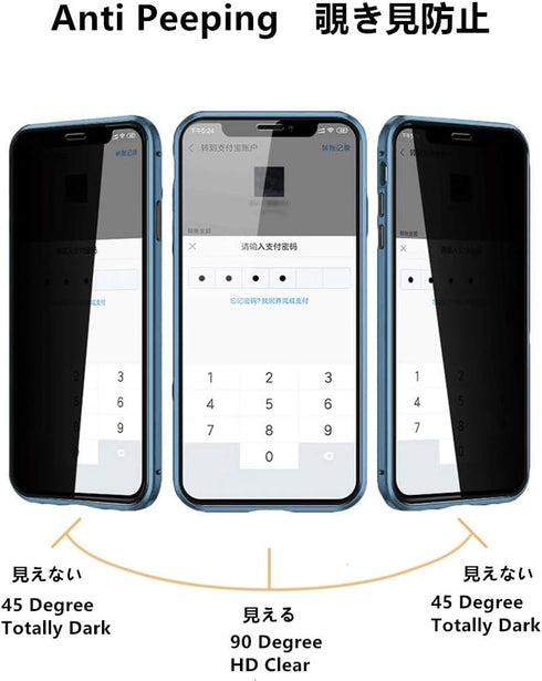 HENGHUI Lockable Anti Peeping Case for iPhone 12 Pro Max - Magnetic Glass Case with Built-in Camera Lens Protector and Privacy Screen - Black...